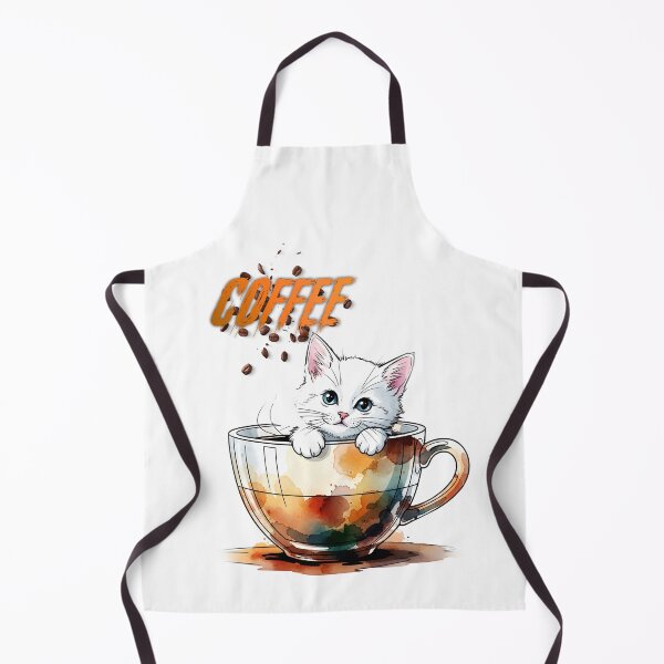 Item preview, Cute White Kitten in Coffee Cup - Watercolor Cat Art designed and sold by fit-and-fine26.