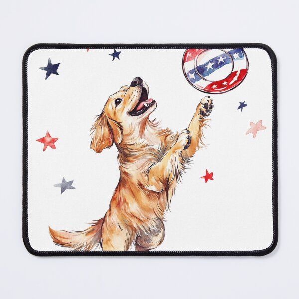 Item preview, Patriotic Golden Retriever Watercolor - Cute 4th of July Dog Art designed and sold by VineVibe16Studio.