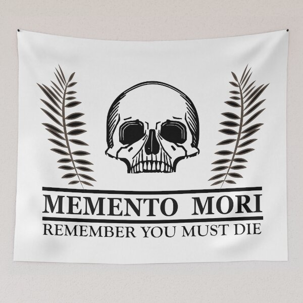 Item preview, Floral skull Dark Latin Quotes - Remember Your Death - Memento Mori designed and sold by Alexaltay.