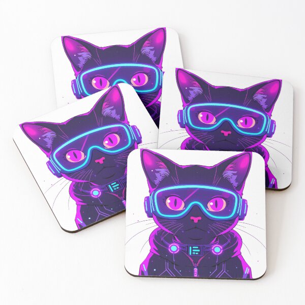 Item preview, Cyberpunk Neon Cat designed and sold by PurrfectClubArt.