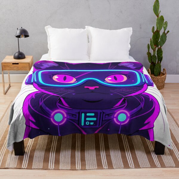 Item preview, Cyberpunk Neon Cat designed and sold by PurrfectClubArt.