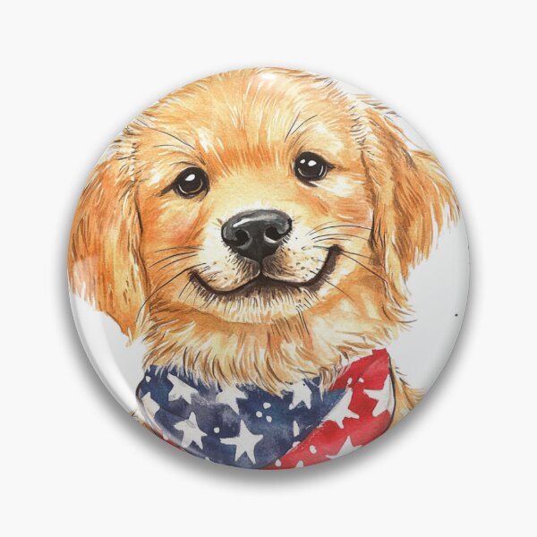 Item preview, Patriotic Golden Retriever Watercolor - Cute 4th of July Dog Art designed and sold by VineVibe16Studio.