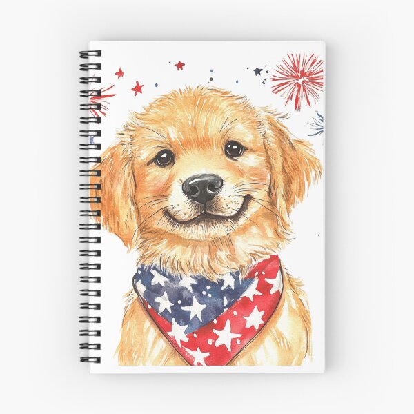 Item preview, Patriotic Golden Retriever Watercolor - Cute 4th of July Dog Art designed and sold by VineVibe16Studio.