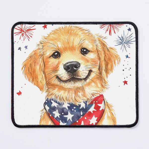Item preview, Patriotic Golden Retriever Watercolor - Cute 4th of July Dog Art designed and sold by VineVibe16Studio.