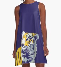 Vestido acampanado Tigre púrpura y dorado | Bayou Bengal