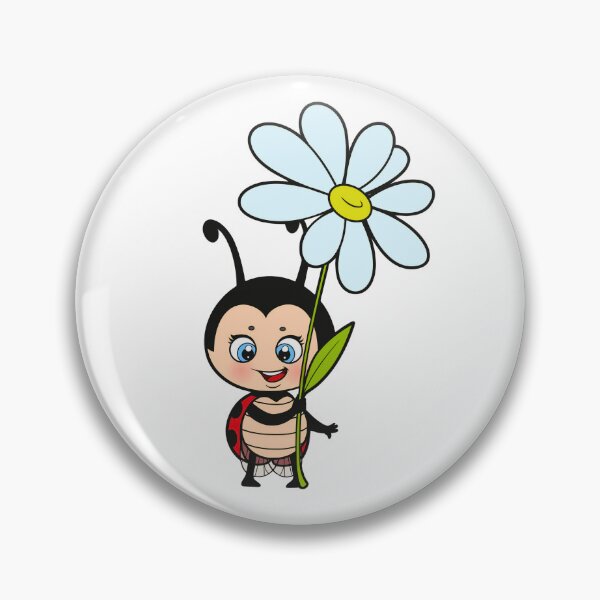 Item preview, Happy Cute Ladybug Holding Daisy - Gardening vibes designed and sold by TheSquirla.