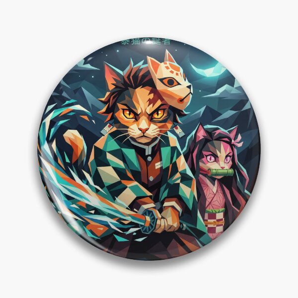 Item preview, Demon Slayer Cat Chronicles | Geometric Kimetsu No Yaiba Style Art - Flame Hashira Feline Power designed and sold by TheCoolCatsMx.