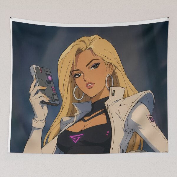 Item preview, Cyberpunk Space Pilot Girl – Retro Sci-Fi Anime Illustration designed and sold by  Hollow Moon Studios..