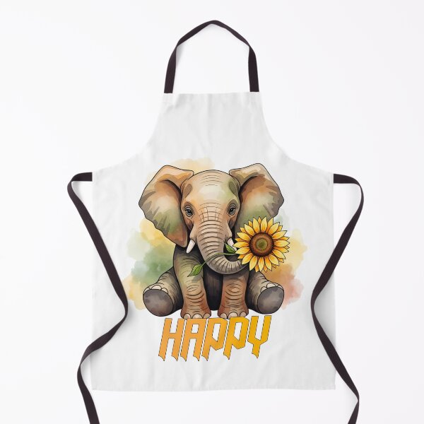 Item preview, Cute Happy Elephant with Sunflower - Watercolor Animal Art designed and sold by fit-and-fine26.