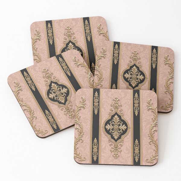 Item preview, Peach-Pink & Black Striped Gold Baroque designed and sold by DesignsByPrnces.