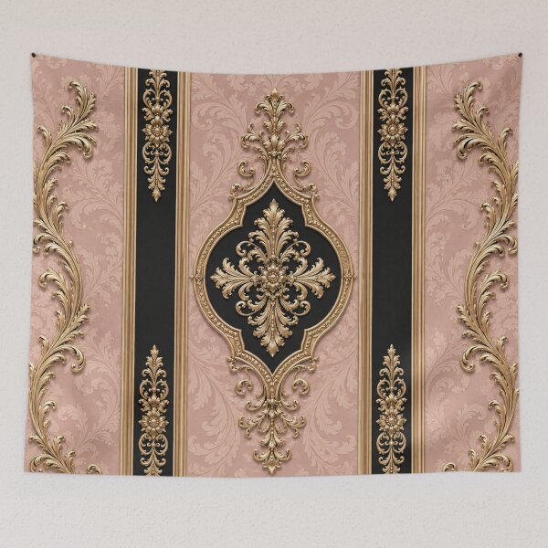 Item preview, Peach-Pink & Black Striped Gold Baroque designed and sold by DesignsByPrnces.