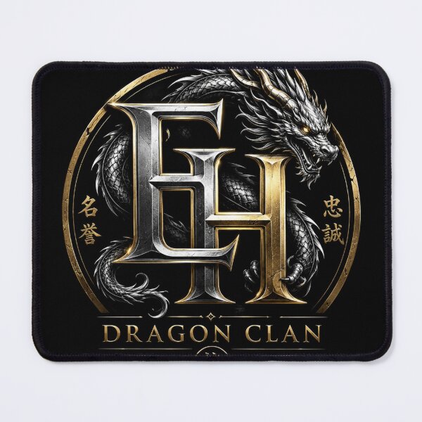Item preview, EH Dragon Clan – Luxury Metallic Dragon Monogram Crest designed and sold by Joyfulfabric.