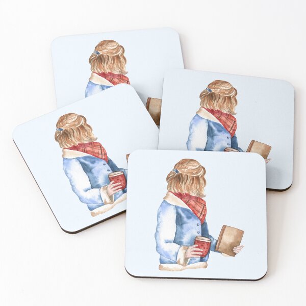 Item preview, Girl with a Book and a Cup of Coffee designed and sold by Flowersforbear.