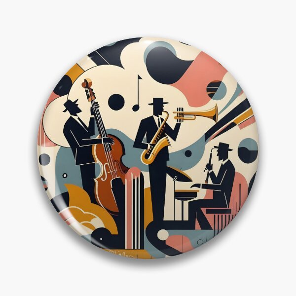 Artikelvorschau, Psychedelisches Jazz-Trio der Mitte des 20. Jahrhunderts entworfen und verkauft von Lee Hiller Designs.