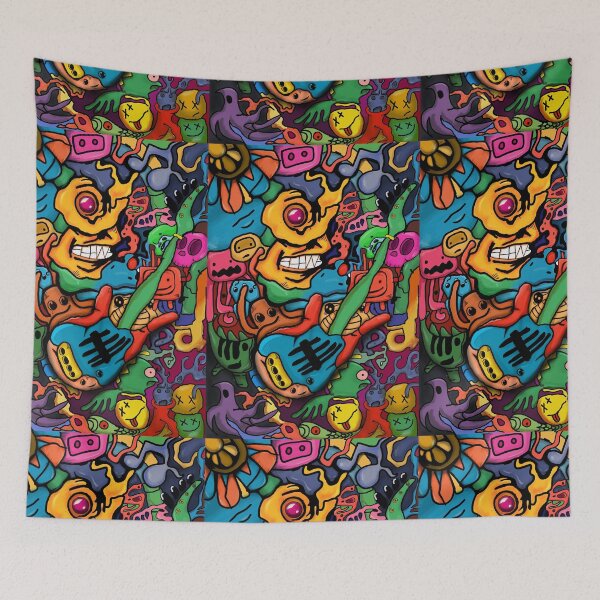 Item preview, abstract guitarist faces designed and sold by delyo.
