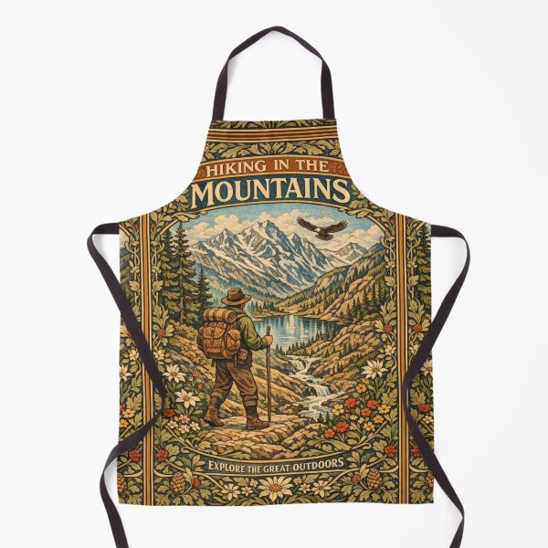 Item preview, Hiking in the Mountains retro vintage art poster designed and sold by hollycooper.