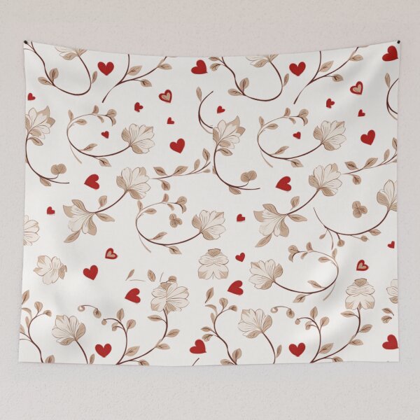 Item preview, Vintage Floral Hearts Seamless Pattern designed and sold by CozyScribble.