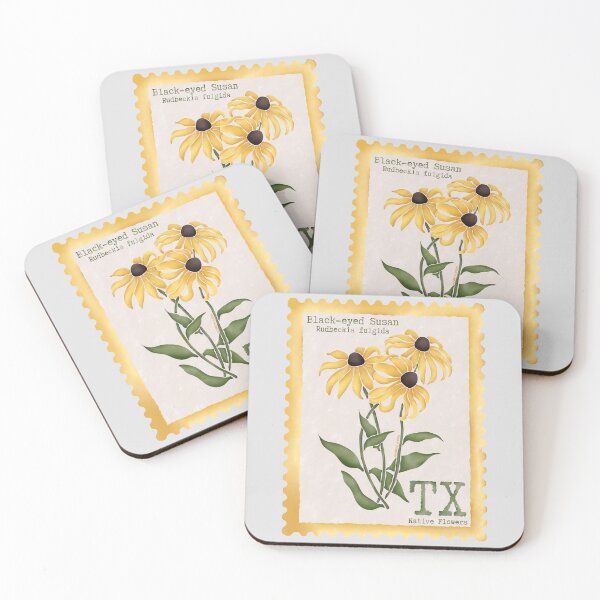 Item preview, Texas Native Flower Black-Eyed Susans Watercolor Vintage Postage Stamp designed and sold by Marguerite Artistry.