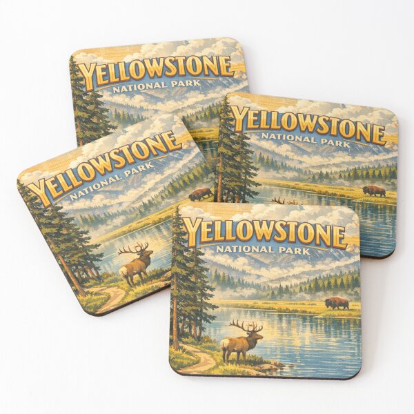 Item preview, Vintage YellowStone  nature poster designed and sold by hollycooper.