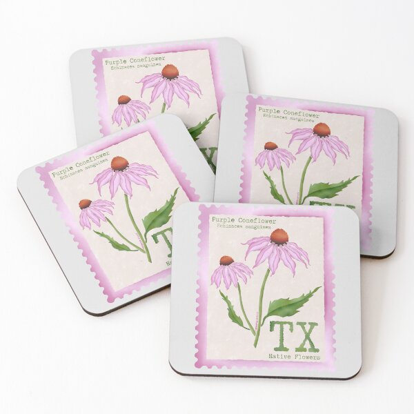 Item preview, Texas Native Flower Purple Coneflowers Watercolor Vintage Postage Stamp designed and sold by Marguerite Artistry.