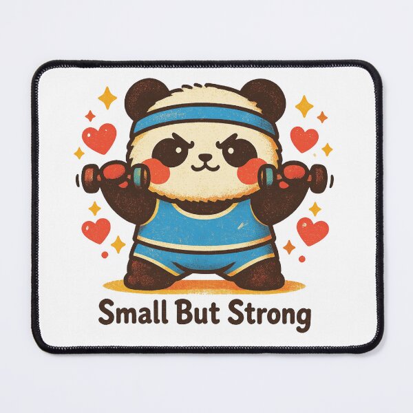 Item preview, Small But Strong Panda Gym – Cute Kawaii Workout Motivation Design designed and sold by p-frosty-design.