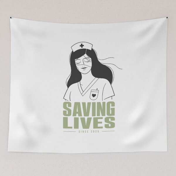 Item preview, Saving Lives Since 2025 Nurse Illustration Gift Mug RN Graduation designed and sold by KiwyStudio.