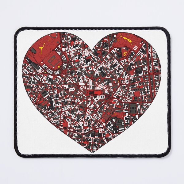 Item preview, Milan Heart Map – Red and Black Inspired City Art designed and sold by BottleGnome.