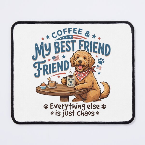Item preview, Coffee & My Best Friend" Patriotic Goldendoodle Dog T-Shirt designed and sold by BetonikDesigner.