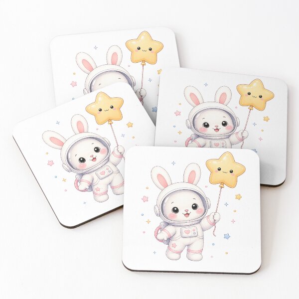 Item preview, Astronaut Bunny with Star Balloon – Cute Kawaii Space Bunny designed and sold by Seculinator.