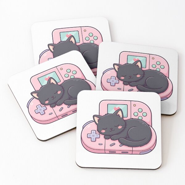 Item preview, Cute Kawaii Black Cat Sleeping in Gaming Console designed and sold by YALLABUY.