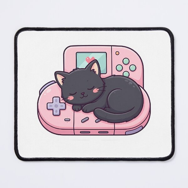 Item preview, Cute Kawaii Black Cat Sleeping in Gaming Console designed and sold by YALLABUY.