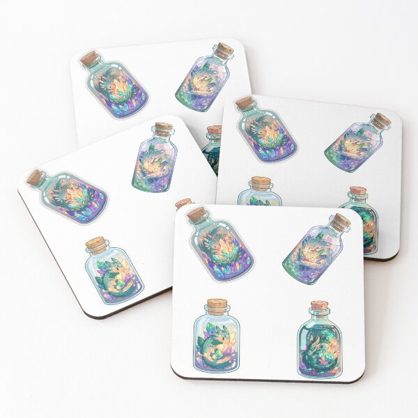 Item preview, Mini dragons protecting thier magic crystals in a bottle sticker pack designed and sold by MendaciousMina.