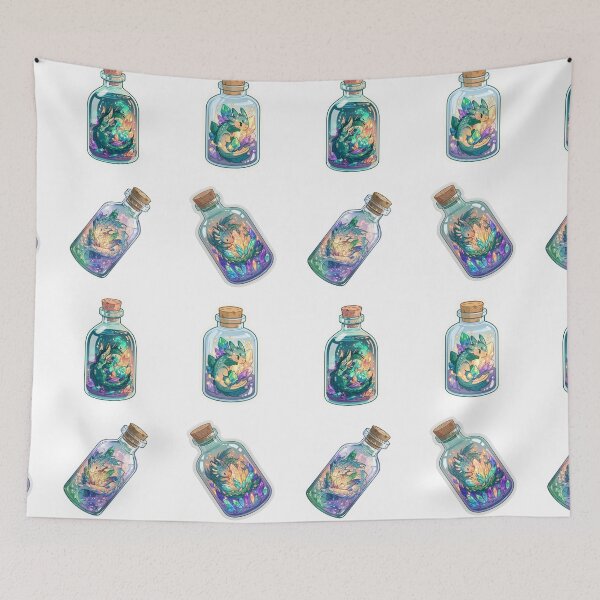 Item preview, Mini dragons protecting thier magic crystals in a bottle sticker pack designed and sold by MendaciousMina.