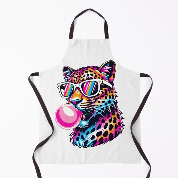 Item preview, Neon Leopard with Sunglasses Blowing Bubble Gum – Retro Pop Art Animal Design designed and sold by ArcticFoxStudio.