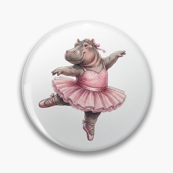 Item preview, Cute Hippo Ballerina Dancing In Pink Tutu Watercolor Art designed and sold by DH-ArtLab.