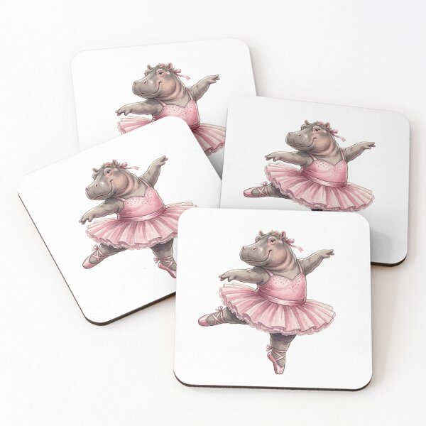 Item preview, Cute Hippo Ballerina Dancing In Pink Tutu Watercolor Art designed and sold by DH-ArtLab.