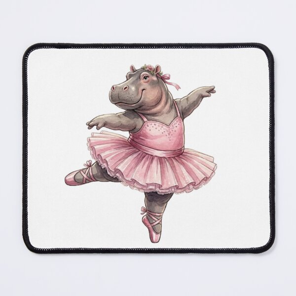 Item preview, Cute Hippo Ballerina Dancing In Pink Tutu Watercolor Art designed and sold by DH-ArtLab.