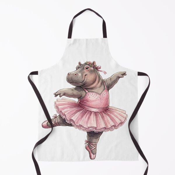 Item preview, Cute Hippo Ballerina Dancing In Pink Tutu Watercolor Art designed and sold by DH-ArtLab.