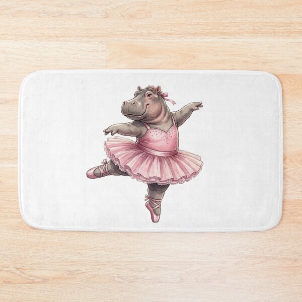 Item preview, Cute Hippo Ballerina Dancing In Pink Tutu Watercolor Art designed and sold by DH-ArtLab.