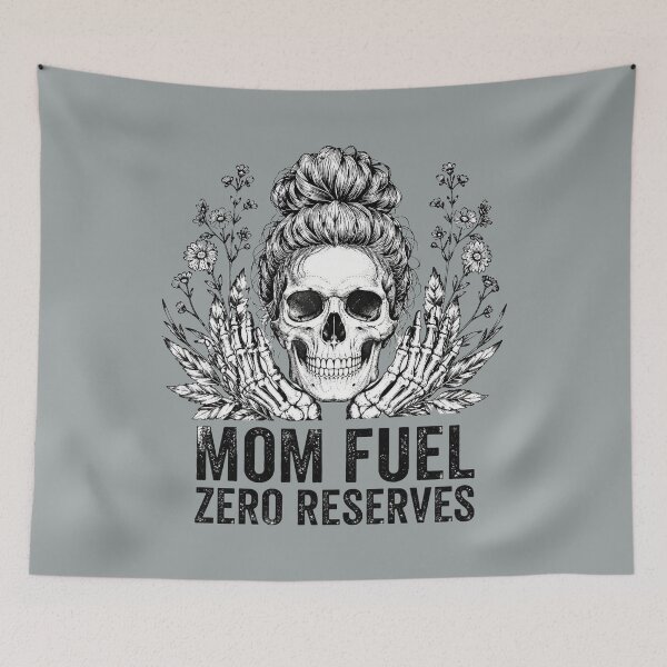 Item preview, Mom Fuel Zero Reserves Messy Bun Skull Floral designed and sold by bosamji.