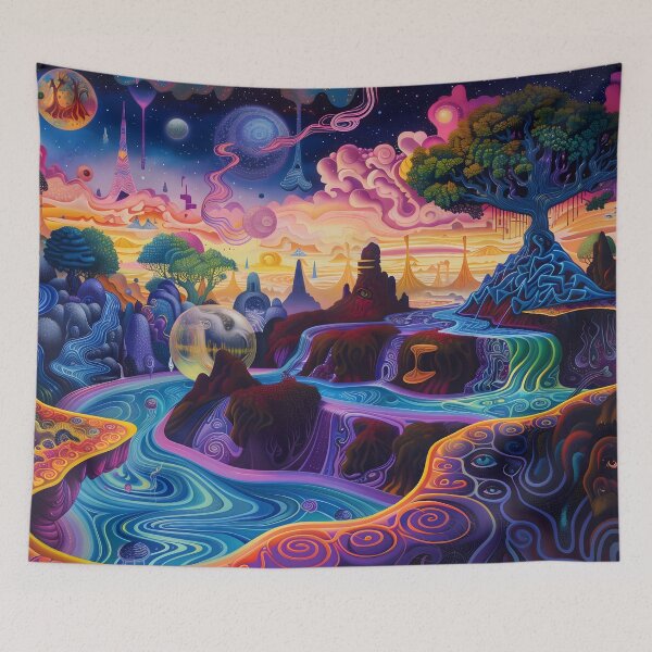 Item preview, Mystical River and Psychedelic Fantasy Landscape designed and sold by LuminousFoundry.