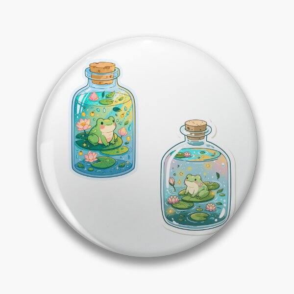 Item preview, Mini frogs on lily pods in a bottle sticker pack designed and sold by MendaciousMina.