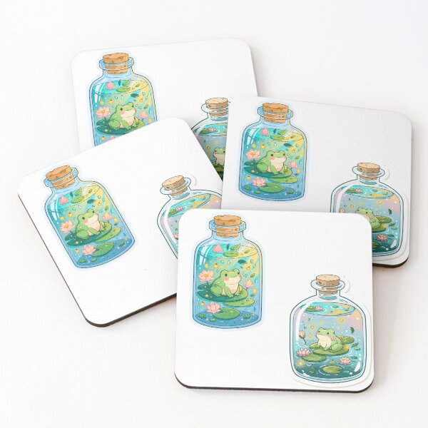 Item preview, Mini frogs on lily pods in a bottle sticker pack designed and sold by MendaciousMina.