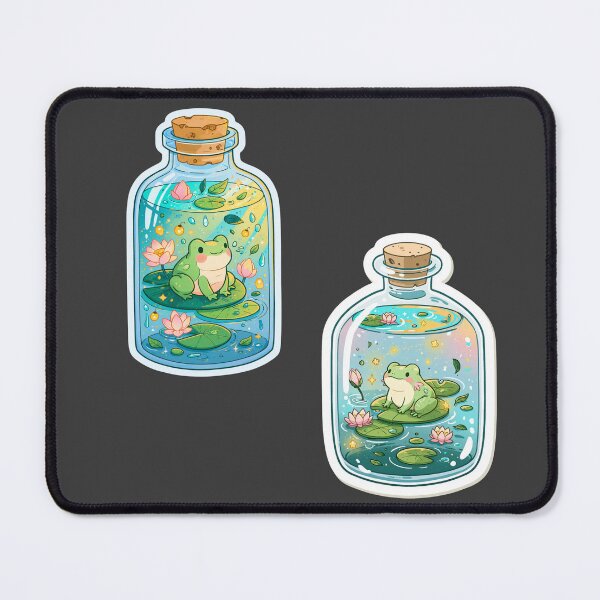 Item preview, Mini frogs on lily pods in a bottle sticker pack designed and sold by MendaciousMina.