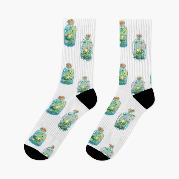 Item preview, Mini frogs on lily pods in a bottle sticker pack designed and sold by MendaciousMina.
