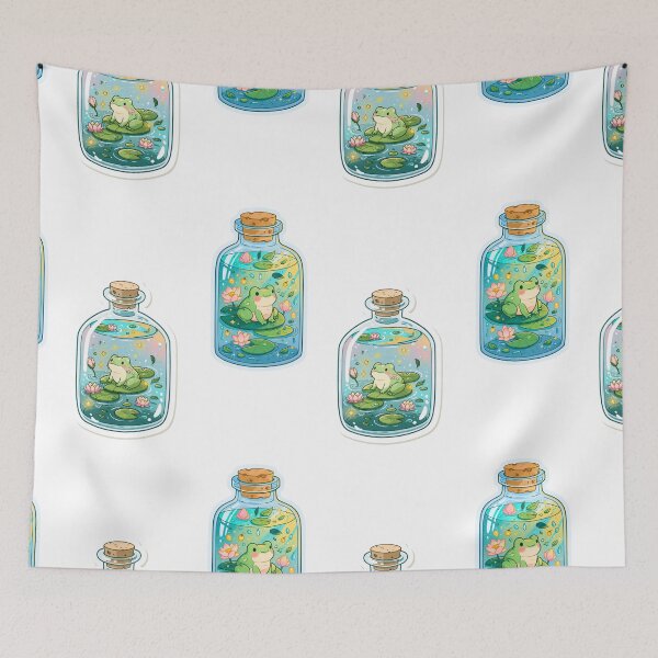 Item preview, Mini frogs on lily pods in a bottle sticker pack designed and sold by MendaciousMina.