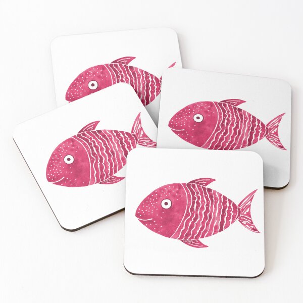Item preview, Raspberry Striped Fish Watercolor  designed and sold by AlinaArt&Design.