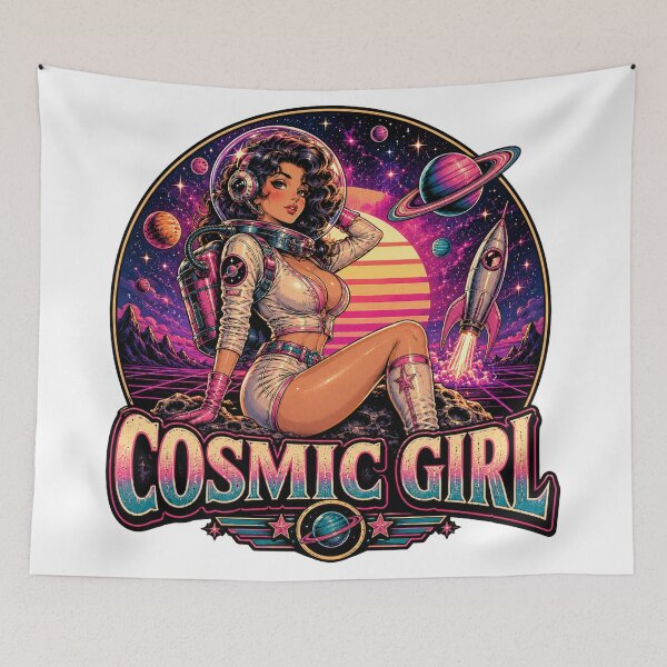 Item preview, Cosmic Girl Astronaut Anime Retro Pin Up designed and sold by JonelleTshirts.