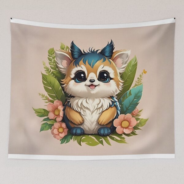 Item preview, Fantasy Blue-Haired Creature Among Tropical Florals designed and sold by CASASIS_MERCH.