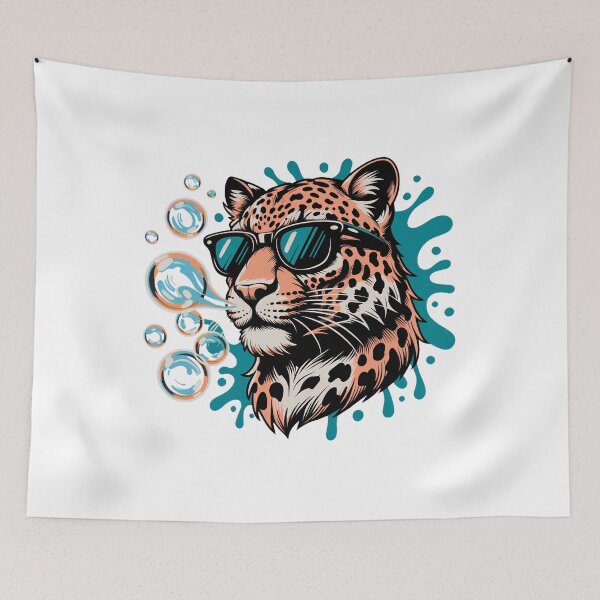 Item preview, Cool Leopard Blowing Bubbles – Sunglasses Wildlife Pop Art Design designed and sold by ArcticFoxStudio.